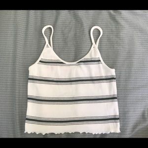 PacSun Green and White Ruffled Tank Top